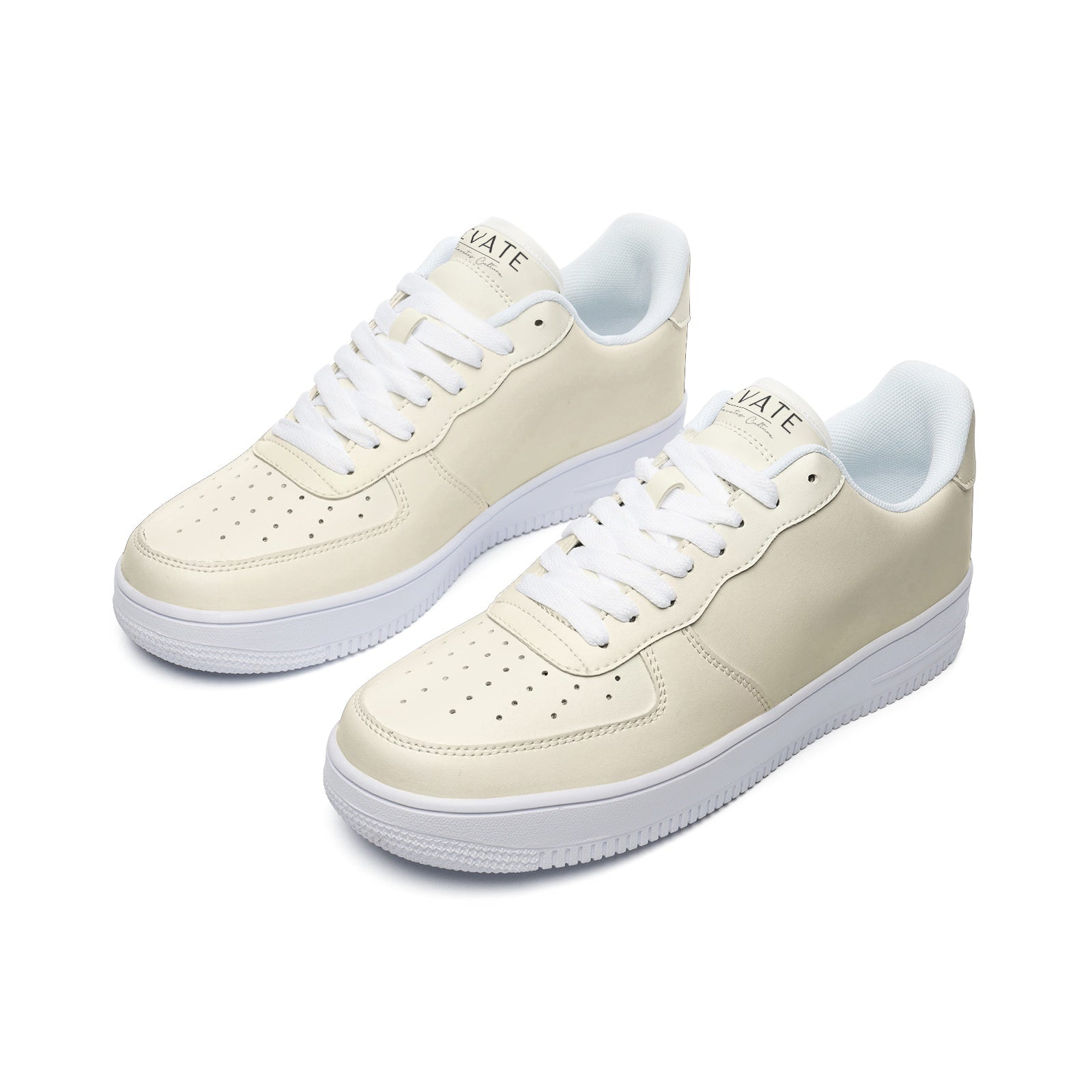 Elevate - Cream Low Top Leather Sneakers